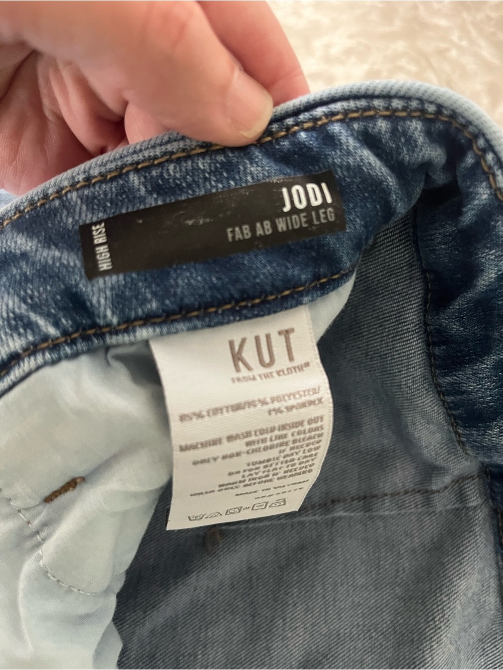Kut From the Kloth Size 12 Fab Ab Light Blue Denim Wide Leg Jeans